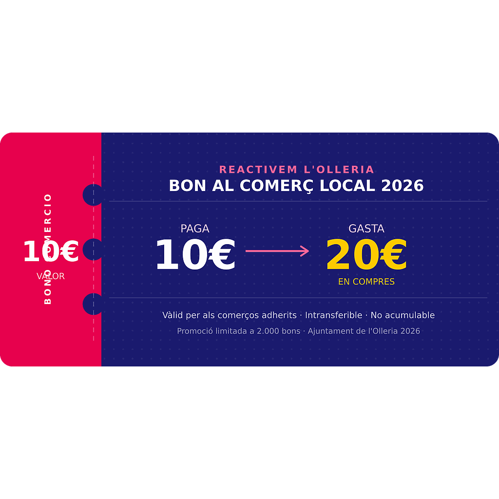 Bono de compra de 10€ canjeable en los comercios por 20€